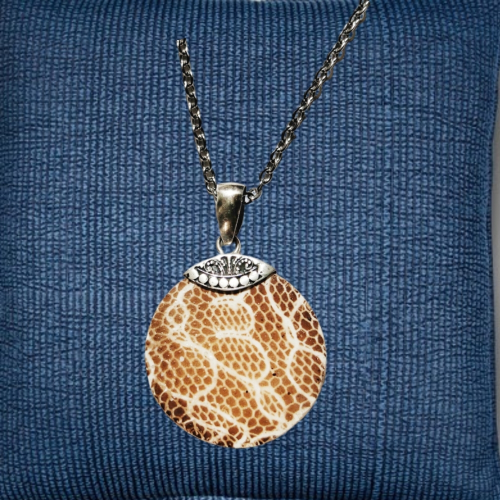 Snake Skin Shed Design Sterling Silver Pendant w/ Stainless Steel Necklace NWOT